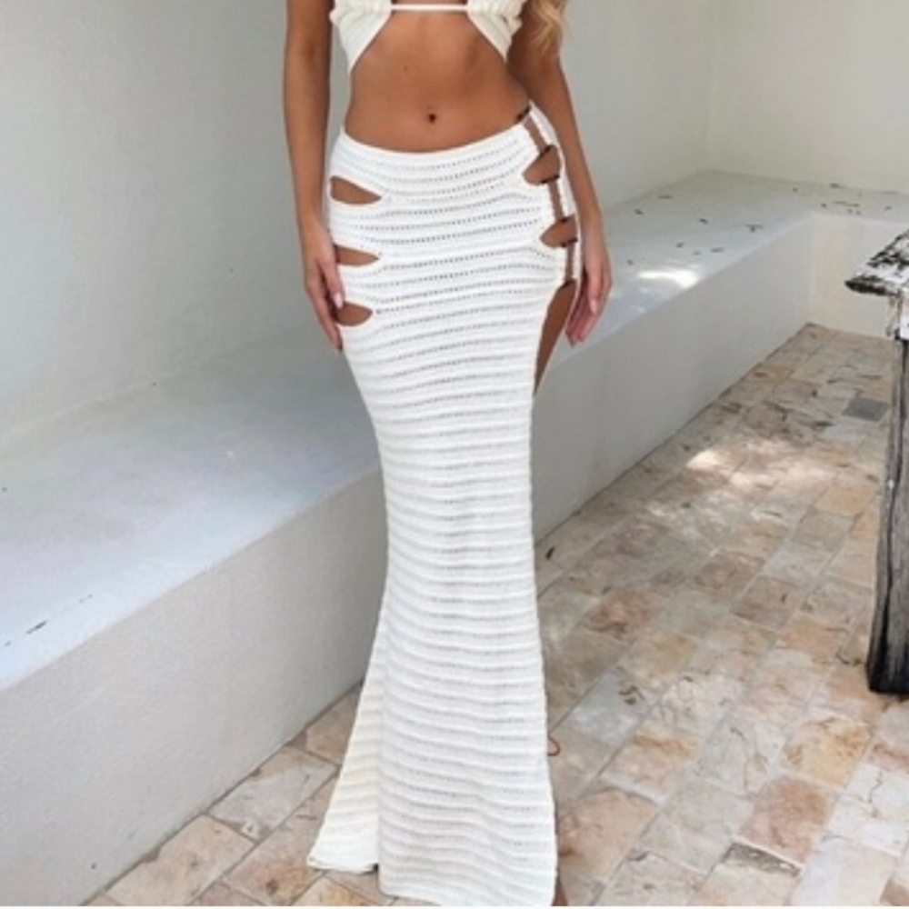 Outcast Celeste White Crochet Skirt